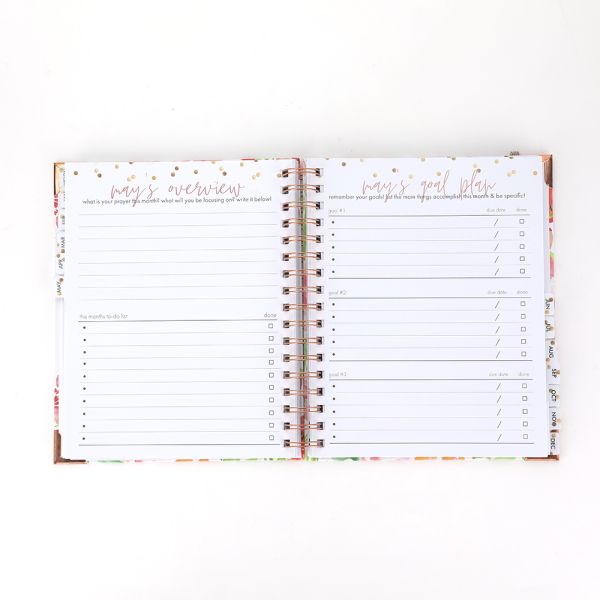 Flora Rose Gold Foil Planners Spiral Daily Planner Weekly Monthly A5 Notebook Budget Agenda Undated