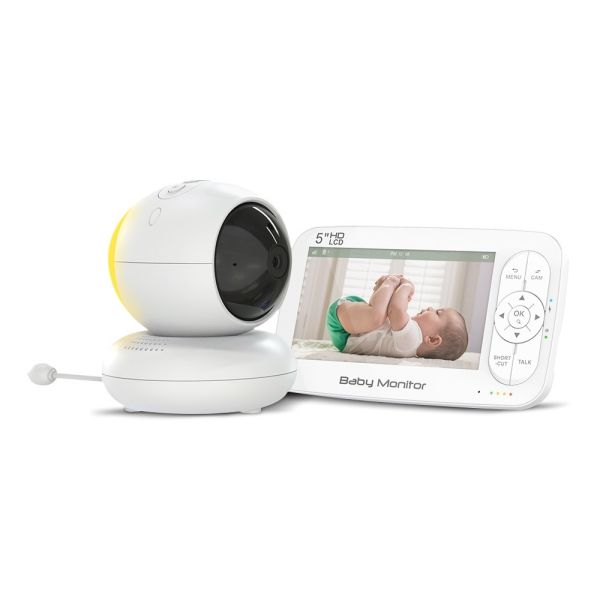 5 Inch Smart Baby Monitor with Pan-Tilt Night Vision and Two-Way Audio