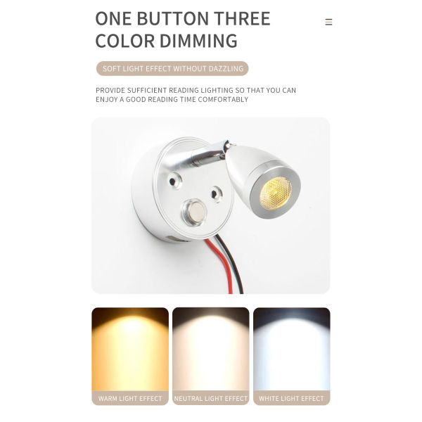 Touch Dimming 12V 10-30V Household LED Lights Yacht Reading With USB Charging Port