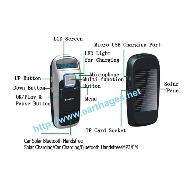 Car Solar Bluetooth Handsfree A6 automobile product ,8 currency Languages