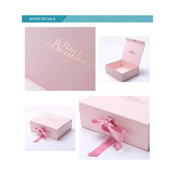 Matt Lamination Folding Gift Boxes Luxury Ribbon Cardboard Large Gift Box