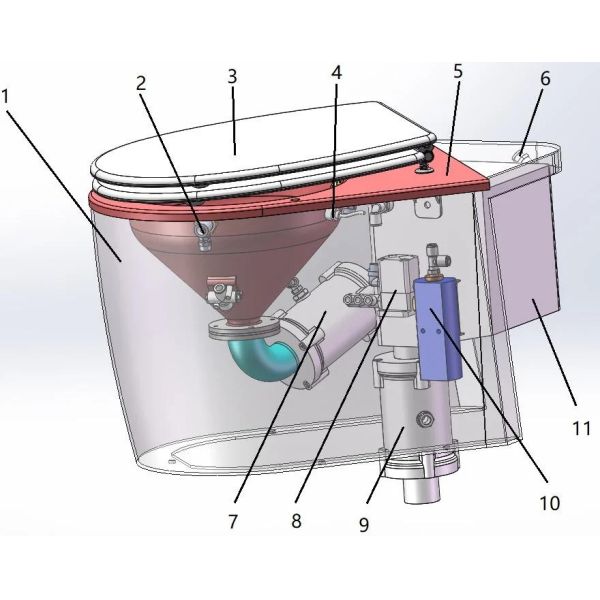 Railway Spare Parts Vacuum Stainless Steel Squatting Device For Train Toilet System