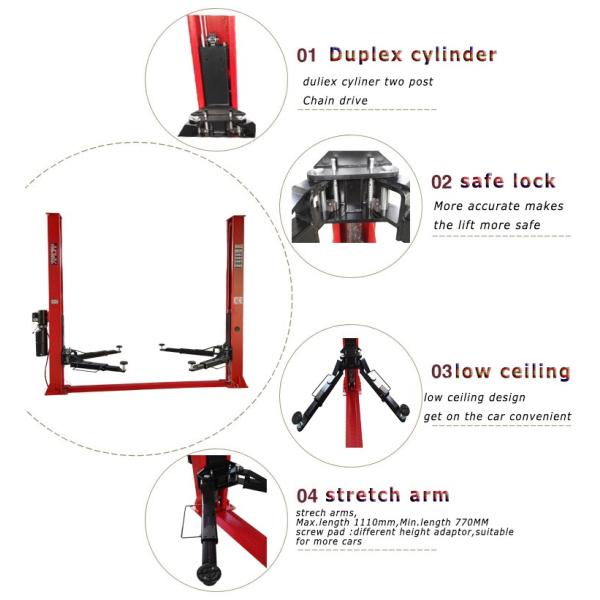4000kg Electrical Release 2 Post Garage Lift 1800mm Home Garages 24V Control Box