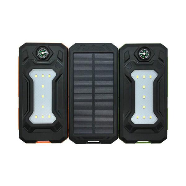 Compass Equipped Solar Powered Portable Charger With Camping Lamp