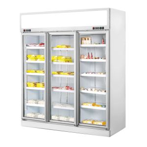 China Vertical Commercial Freezer With Frameless Triple Glazed Glass Door on sale