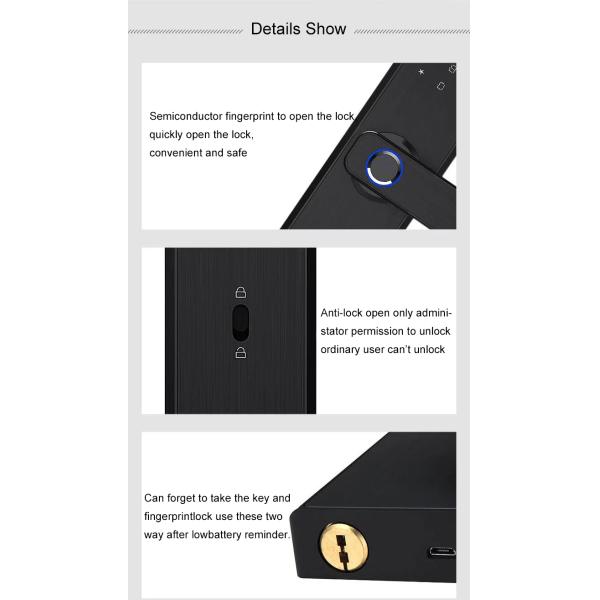 ROHS Black Tuya APP Smart Lock Push Pull Fingerprint door lock