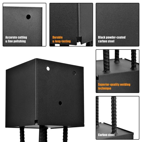Concrete Fence Post Base 4x4 inches 4 Pack, Fence Post Anchor Holder Pergola Brackets