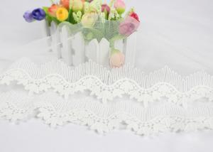 Cheap Off White Cotton Embroidered Lace Trim For Sewing Clothes / DIY Wedding Dress Decoration wholesale