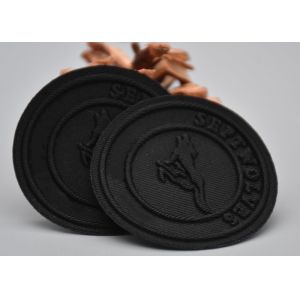 China Woven Fabric Heat Transfer Labels Embossed Logo For Clothing on sale