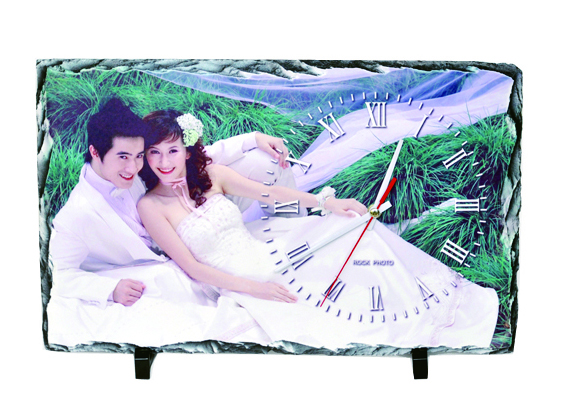 Rectangular Shape Stone with Clock Sublimation Photo Slate