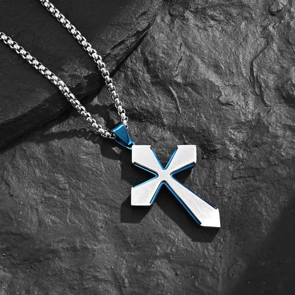Stainless Steel Cross Shape Men's Fashion Necklace for Jewelry