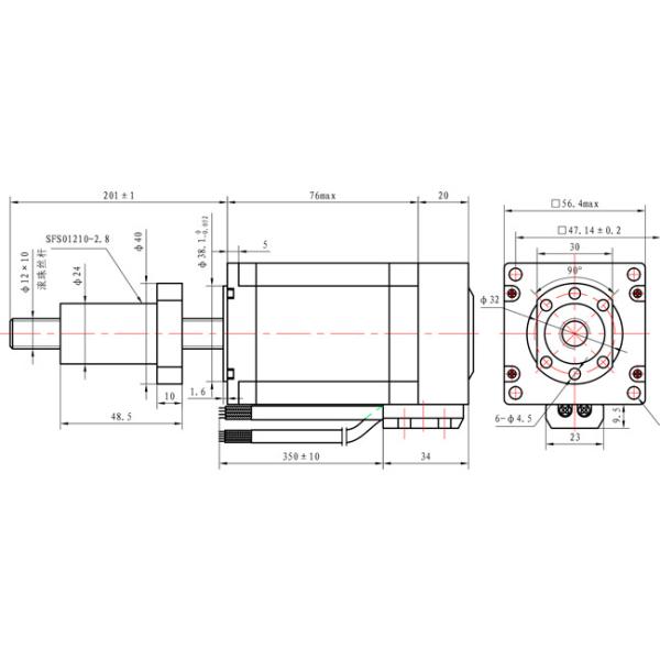1.8 Degree 2 Phase Nema 23 Tr10*12 Ball Screw Stepper Motor 76mm Body With Encoder