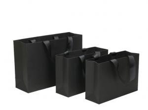 Cheap Soft Edge Black Paper Carrier Bags , Recycled Gift Bags Various Shape Available wholesale