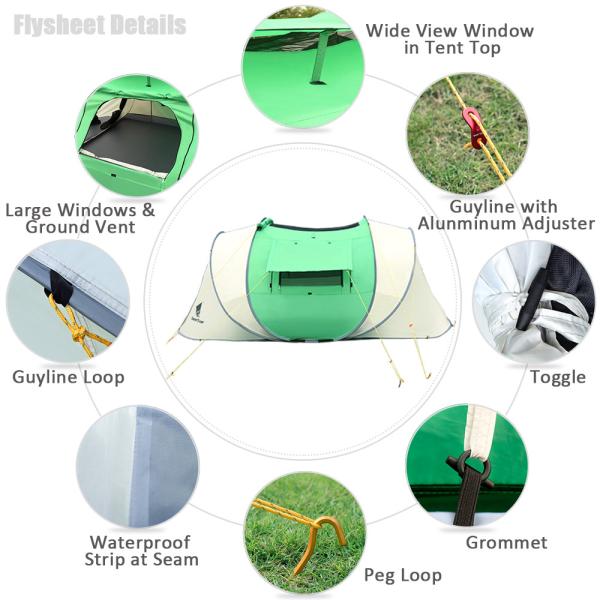 Outdoor 2 Doors Instant 6.8kg Pop Up Camping Tent