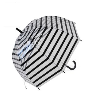 Small Manual Open See Through Umbrella Stripe Transparent Bubble Umbrella