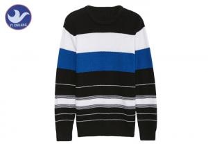 China Half Cardigan Knitting Blue And White Striped Sweater Mens Long Sleeves Pullover on sale