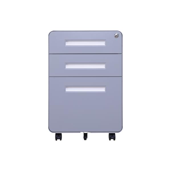 Round Edge Steel 3 Drawer Mobile Pedestal File Storage Cabinet With Wheels