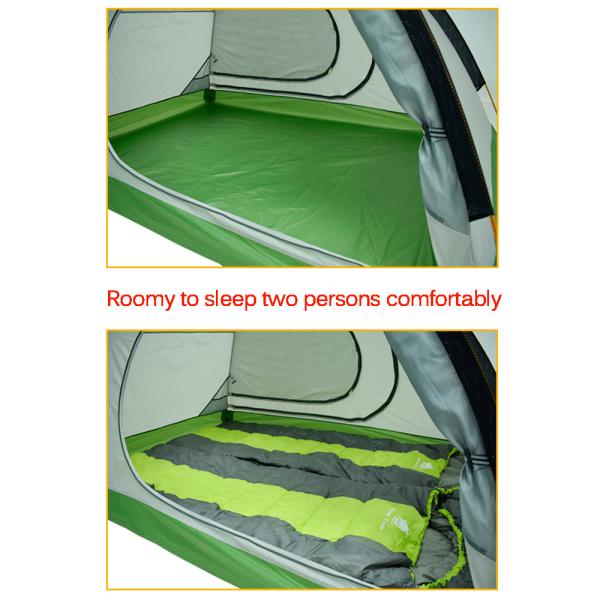 Outdoor Travel Waterproof Tent Tarps Aluminum Pole 4 Season 2 Person Green Camping Tent