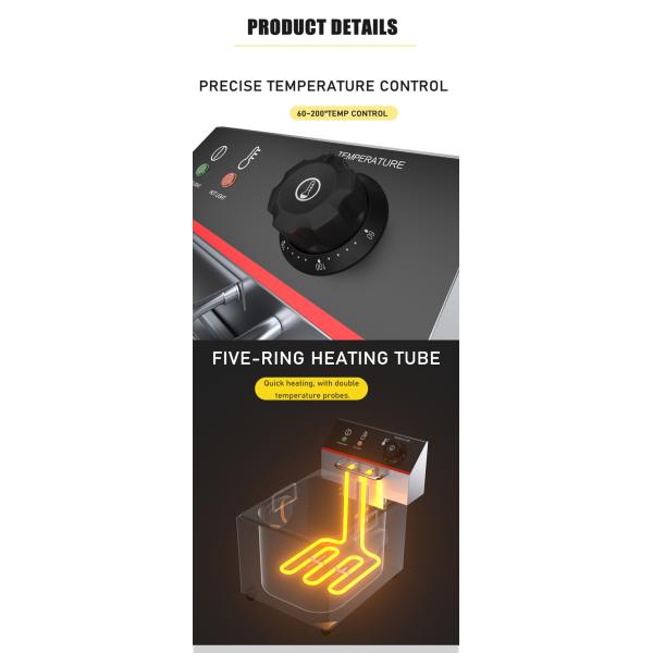 Commercial Kitchen Equipment Electric Fryer Machine with Performance in 265x410x290mm Size