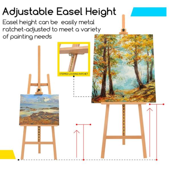 Adjustable Height Painting Wooden Display Easel Stand For Artist Beginners Students