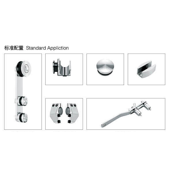 Glass Sliding Door Kit 107A, stainless steel 304, finishing satin, for bathroom door