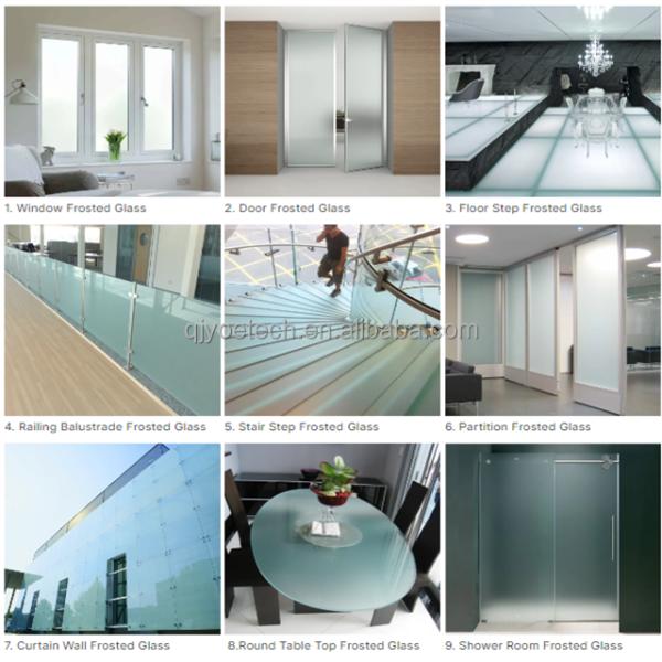 Extra Clear Frost Satin Decorative Acid Etched Glass for Staircase Courtyard Apartment
