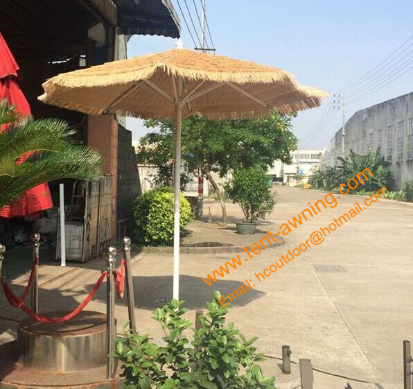 Outdoor Sunshade Aluminum Pole Grass Parasol Hawaii Umbrella Waterproof Straw Beach Umbrella