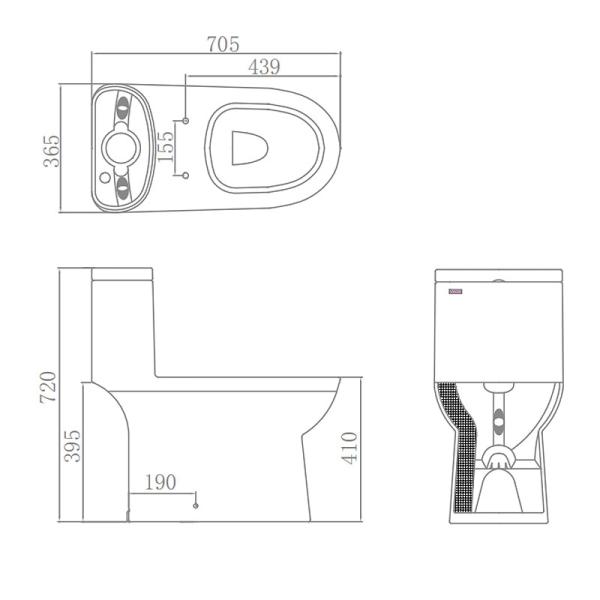 ARROW Washdown 1 One Piece Round Toilet Dual Flush Comfort Height