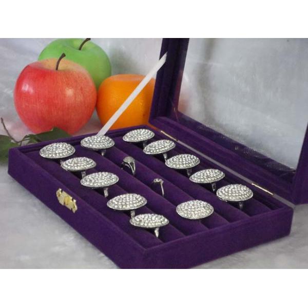 24 Compartment Pendant Display Tray , Velvet Jewelry Tray Red / White Faux Suede