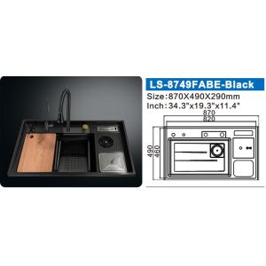 Rain Waterfall Stainless Steel Kitchen Sink 304SS Undermount Single Bowl