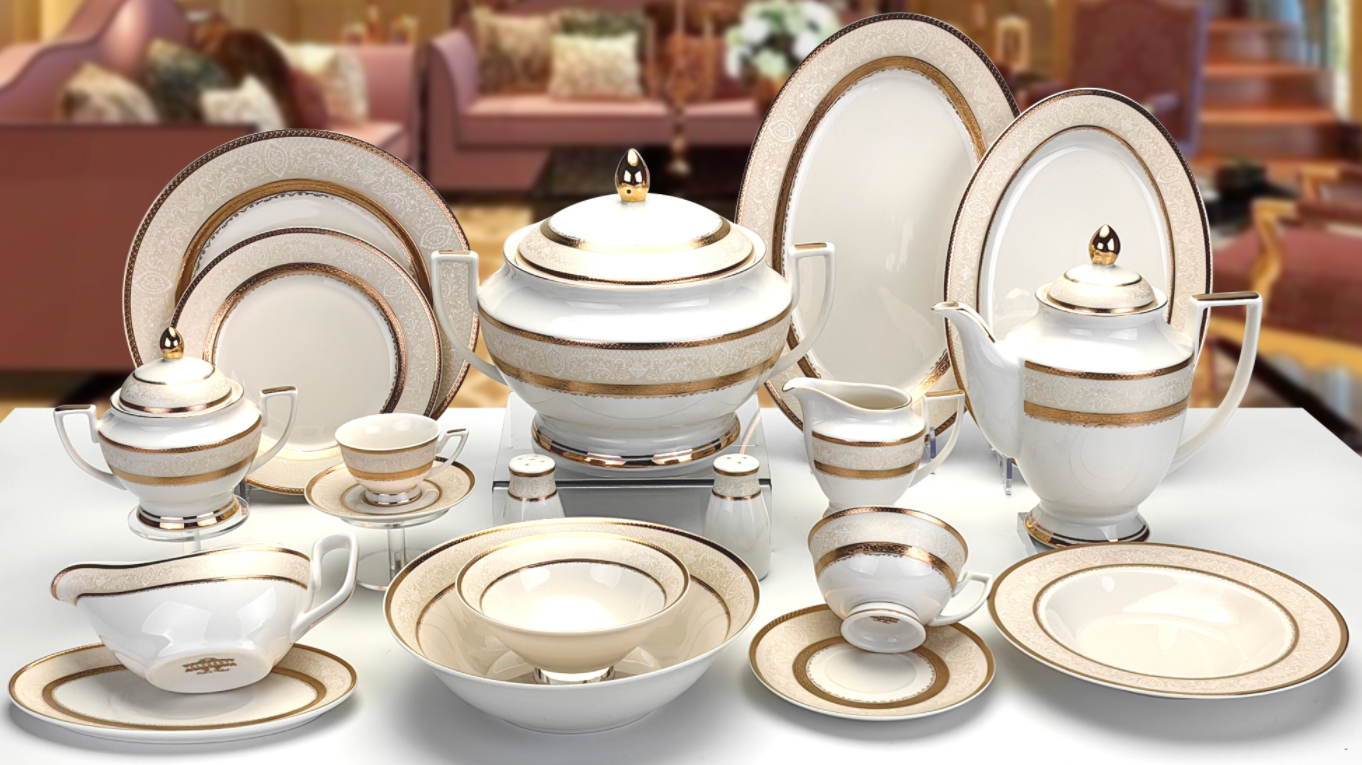 Buy cheap 66 Pcs Full Gold Egypt/Middle East Dinner Set (Real Gold Dinner Set ) from wholesalers