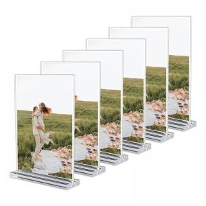 Cheap Hospitals Odorless Tabletop Photo Frames T Shape Clear Acrylic Sign Holder wholesale