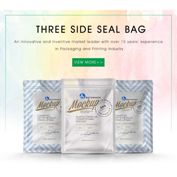 SGS Custom Printed Heat Seal Packaging Bags Three Side Seal Gravure printing