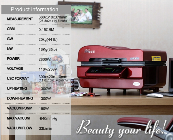 3d sublimation vacuum heat press