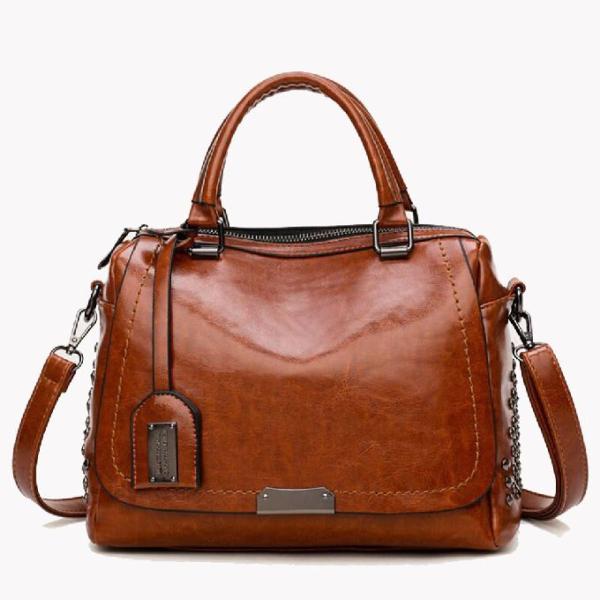 Retro Rivet Oil Wax Leather Womens Tote Bags