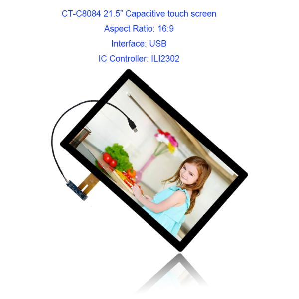 21.5" 16:9 USB Capacitive Touch Screen Supplied by Custom Touchscreen Manufacturer