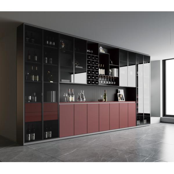 Modern Style Living Room Storage Wine Cabinet with Glass Door Drawer Wine Cabinet