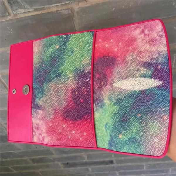 Authentic True Stingray Skin Female Long Trifold Wallet Genuine Leather Lady Clutch Purse Women's Large Card Holders