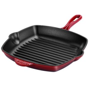 Enamel square cast iron grill pan 26cm