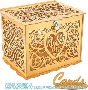 Cheap Wedding Money Box Holder With Sign, Large Rustic Wood Wooden DIY Envelop Gift Card Shadow Boxes With Lock Slot wholesale