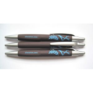 Cheap rubber sprayed Sheraton hotel plastic ball pen wholesale