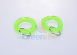 China Fluorescence Green Wrist Coil Key Holder , Flat Weld Coil Wristband Keychain on sale
