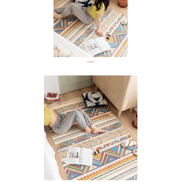 Y-Z Simple Linen Tassel Woven Cotton Mat Nordic Boho Style Turkish Living Room Home Floor Carpets and Rugs