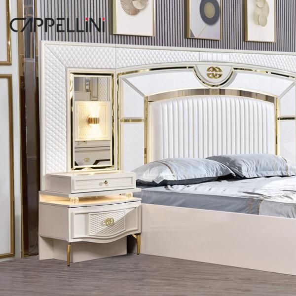 White Home Wooden Leather Queen Bed Set Villa Master Room Wood King Size Mdf Modern Luxury Full Bedroom Sets Furniture