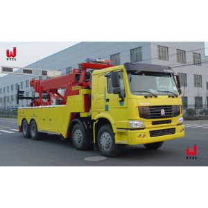 Sinotruk 8X4 Wrecker Tow Truck 50t Yellow Heavy Vehicle Towing