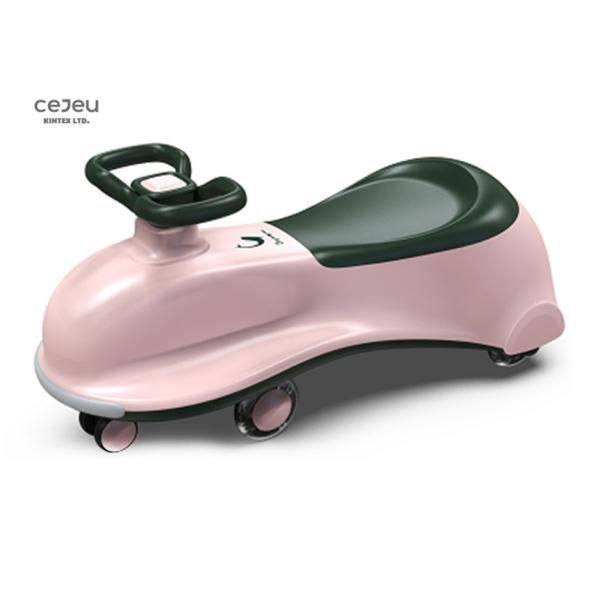 5 Year Olds Pink Swing Car Ride On Swivel Scooter 3 PP Wheel