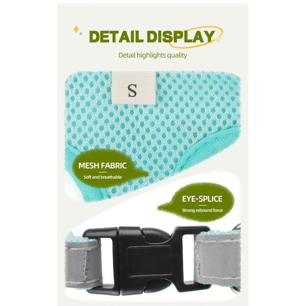 New dog leash small and medium-sized dog chest harness cartoon dinosaur dog walking rope reflective pet chest harness