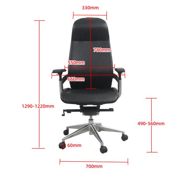 Black Office Swivel Chair Adjustable Height Leather Rotating Swivel Chair