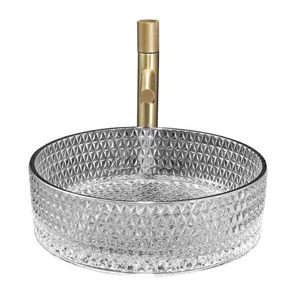 Glass Bathroom Wash Basin Trace Silver Color Easy To Clean