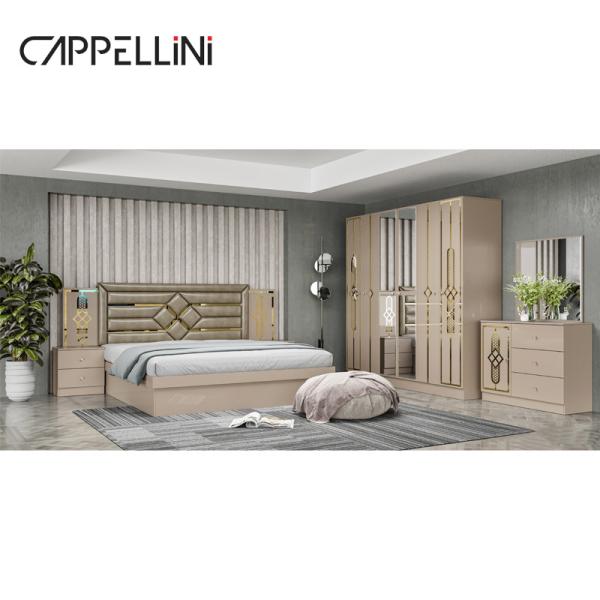 Cheap Price Queen Size Wooden Headboard Modern Leather Bed Rom Suite Luxury King Size Mdf Full Bedroom Furniture Set